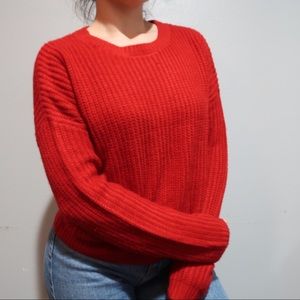 Forever 21 Knitted Red Long Sleeve